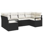 Ensemble de Canapé de Jardin 6 Pièces avec Coussins Noir Poly Rattan