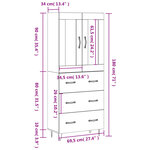 vidaXL Buffet haut Blanc 69 5x34x180 cm Bois d'ingénierie