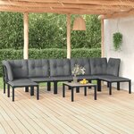 vidaXL Salon de jardin 8 Pièces noir et gris résine tressée