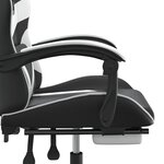 vidaXL Chaise de jeu pivotante et repose-pied Noir et blanc Similicuir