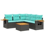 vidaXL Salon de jardin 6 Pièces avec coussins noir résine tressée