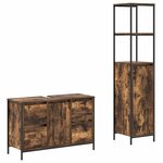 vidaXL Ensemble de mobilier de salle de bain 2 Pièces Chêne fumé et noir