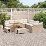 vidaXL Ensemble de canapé de jardin 13 Pièces Beige Poly rotin