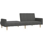 vidaXL Canapé-lit à 2 places gris foncé tissu