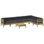 vidaXL Salon de jardin 8 Pièces avec coussins bois de pin imprégné