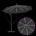 vidaXL Parasol banane à mât déporté Anthracite 294 x 294 x 248 cm