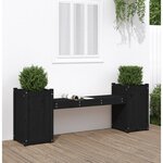vidaXL Banc avec jardinières noir 180x36x63 cm bois massif de pin
