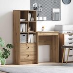 vidaXL Bureau avec tiroir avec étagère 2 Pièces Chêne artisanal