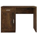 Bureau table poste de travail meuble d'ordinateur informatique étude avec tiroir et armoire chêne fumé 100 x 40 x 73 cm brun 02_0023451