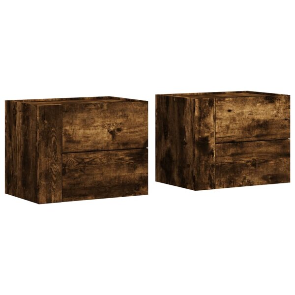 vidaXL Tables de chevet murales 2 Pièces chêne fumé 45x30x35 cm