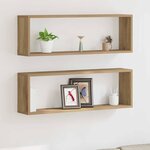 vidaXL Étagère murale avec étagère 2 Pièces Chêne artisan 80 x 15 x 26 cm