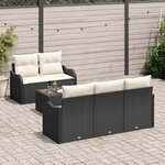 vidaXL Ensemble de canapé de jardin avec coussin 6 Pièces Noir et Crème