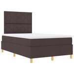 vidaXL Lit à ressort LED avec matelas Marron foncé 120 x 190 cm tissu