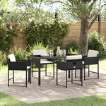 vidaXL Ensemble de salle à manger de jardin 5 pièces avec coussins en Rattan Poly Noir