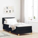 Lit avec sommier et matelas vidaXL Noir 80x200 cm en tissu