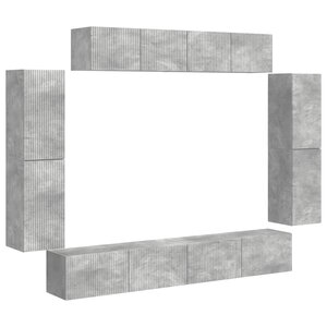 vidaXL Meuble TV 8 Pièces Gris béton