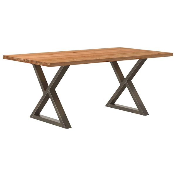 vidaXL Table à manger marron clair bois de chêne massif rectangulaire