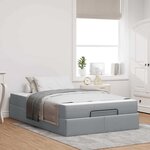 vidaXL Cadre de lit avec matelas Gris clair 120 x 190 cm tissu