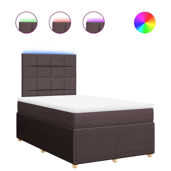 vidaXL Sommier à lattes de lit et matelas marron foncé 120x190cm tissu