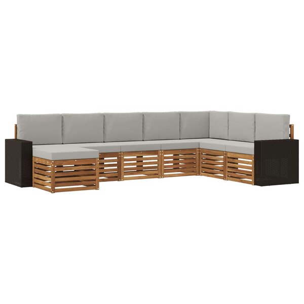 vidaXL Ensemble de canapés d'extérieur 8 Pièces Naturel et gris clair