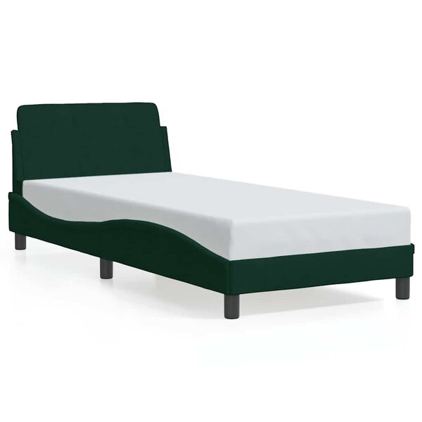 vidaXL Cadre de lit Dover vert foncé 90x200 cm velours
