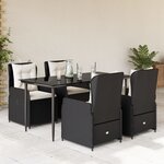 vidaXL Ensemble à manger de jardin coussins 5Pièces Noir Résine tressée