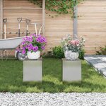 vidaXL Support de Plante 2 Pièces Argent 24 x 24 x 35 cm Acier inoxydable