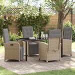 vidaXL Ensemble de salle à manger de jardin 5 pièces avec coussins en rotin poly beige