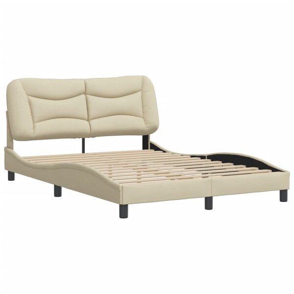 vidaXL Cadre de lit avec tête de lit Crème 120x200 cm Tissu