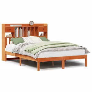 vidaXL Lit bibliothèque sans matelas cire marron 140x200 cm pin massif