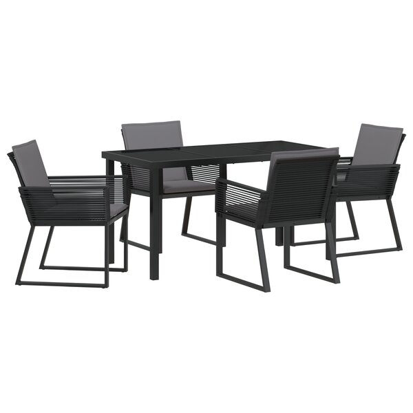 vidaXL Ensemble de dining de jardin 5 pièces avec coussins Noir Rattan poly