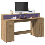vidaXL Bureau avec lumières LED chêne artisanal bois d'ingénierie