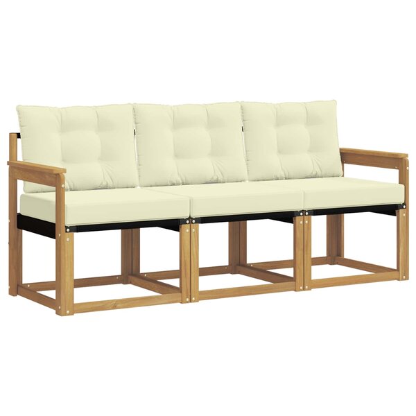 vidaXL Ensemble de canapés d'extérieur 3 pc Blanc et crème