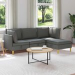 vidaXL Canapé modulaire avec rangement 4 Pièces Gris foncé Tissu