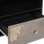 vidaXL Meuble TV Gris et or 80 x 33.5 x 46 cm Bois de manguier massif