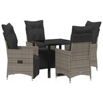 vidaXL Ensemble de salle à manger pour jardin 5 Pièces Gris Poly rotin