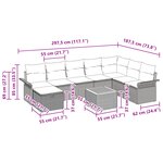 vidaXL Ensemble de Canapé de Jardin 9 Pièces avec Coussins Noir Poly Rattan