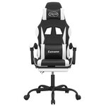 vidaXL Chaise de jeu avec repose-pied Noir et blanc Similicuir