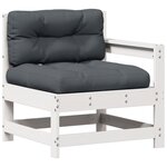 vidaXL Salon de jardin 7 Pièces avec coussins blanc bois de pin massif