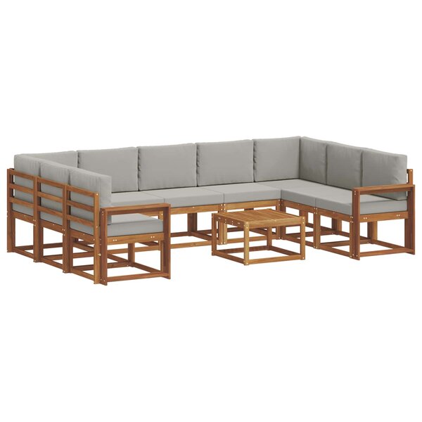 vidaXL Ensemble de canapés d'extérieur 10 pc Gris Naturel et Clair