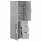 vidaXL Buffet haut Gris béton 69 5x34x180 cm Bois d'ingénierie