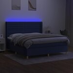 vidaXL Sommier à lattes de lit matelas et LED Bleu 160x200 cm Tissu