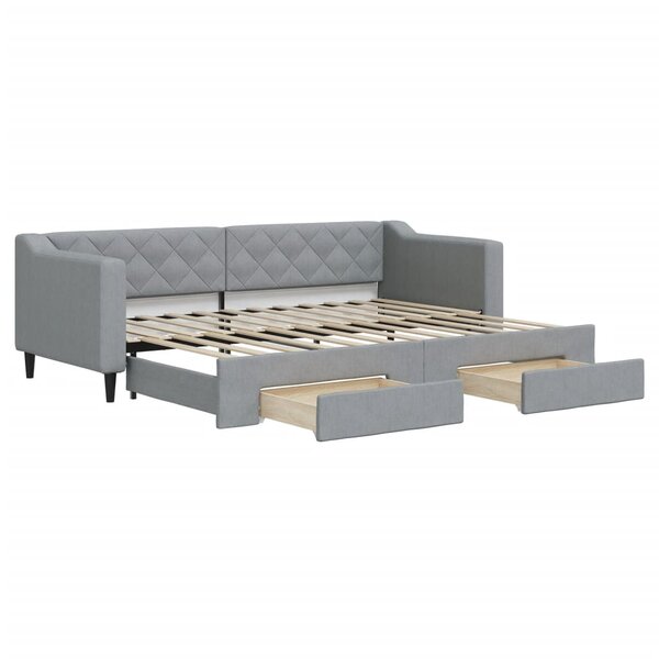 vidaXL Lit de jour avec gigogne et tiroirs sans matelas 80x200 cm