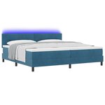 Lit à ressort vidaXL avec matelas et LED bleu foncé 200x200 cm en velours