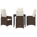vidaXL Ensemble de salle à manger de jardin 5 pièces avec coussins marron en poly rotin