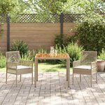 vidaXL Ensemble de salle à manger de jardin 3 pièces avec des coussins en polyrotin beige.