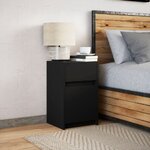 vidaXL Armoire de chevet avec lumières LED noir bois d'ingénierie