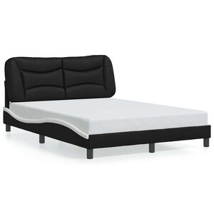 vidaXL Cadre de lit sans matelas Hvar noir et blanc 120x200 cm similicuir