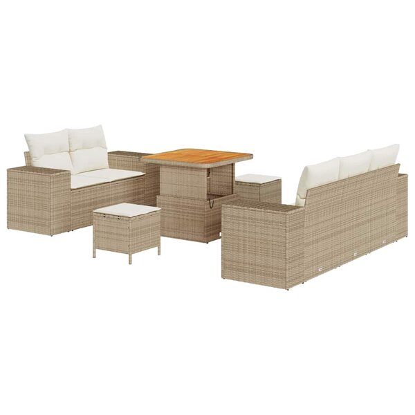 vidaXL Ensemble de canapé de jardin 8 Pièces Beige et crème Poly Rattan