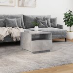 vidaXL Table basse avec lumières LED gris béton 50x49x40 cm